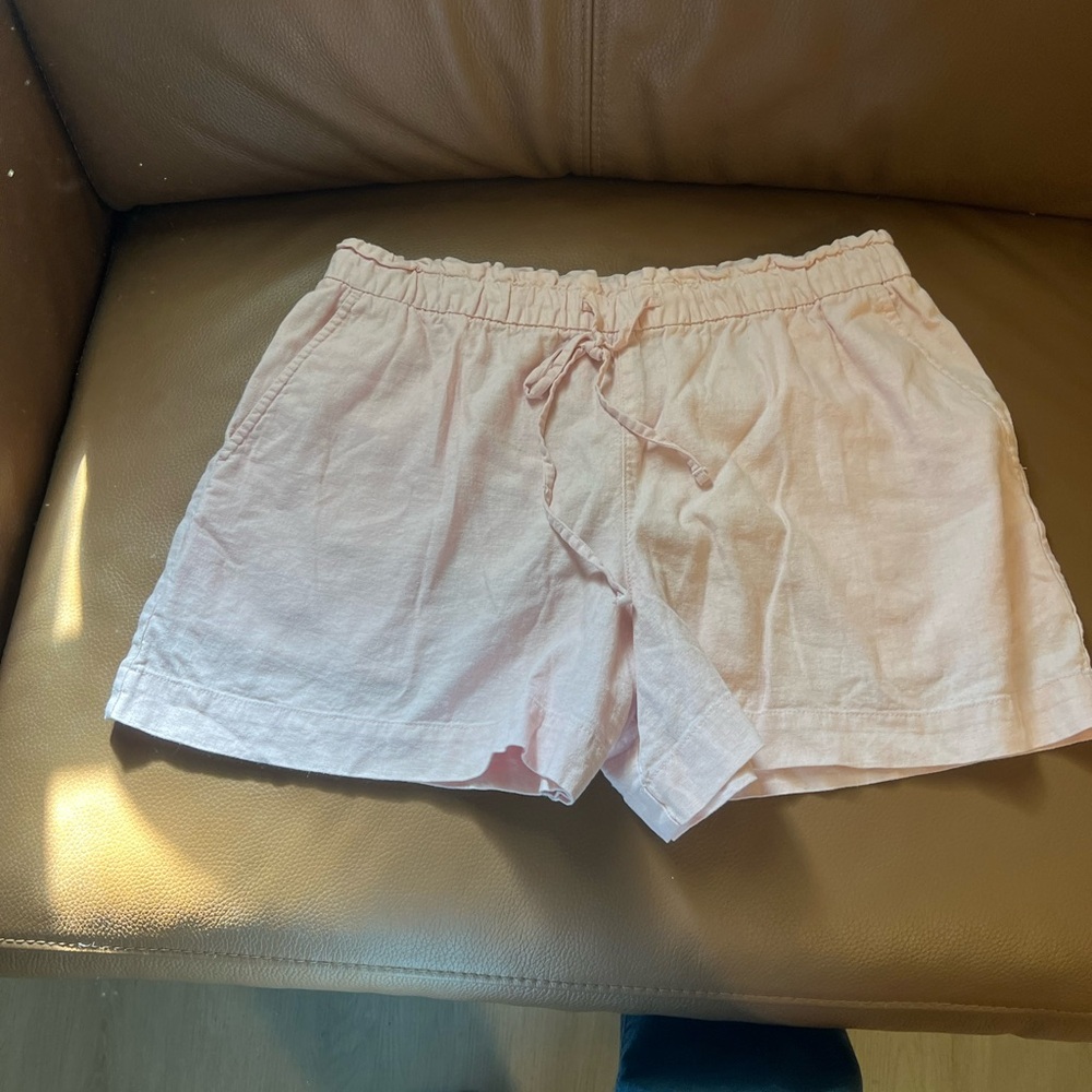 WOMENS GAP BABY PINK LINEN SHORTS SIZE L